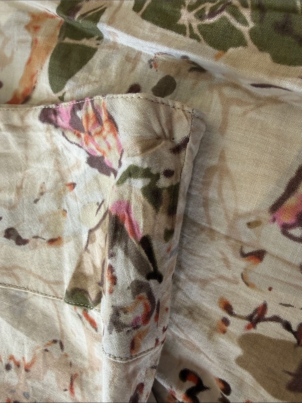 Coldwater Creek Floral Cotton Circle Skirt in Ivory with Green and Pink - Picture 4 of 5
